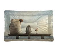 Fuauuyl Tapis de lit doux pour chien, motif éléphant et oiseau, lavable en machine avec fond antidérapant pour chien, 61 x 45,7 cm