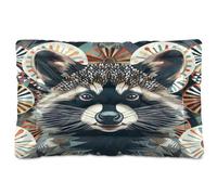 Fuauuyl Tapis de lit doux pour chien - Motif raton laveur - Lavable en machine - Avec fond antidérapant - 61 x 45,7 cm