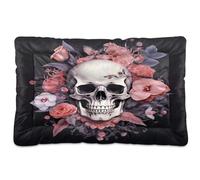 Fuauuyl Tapis de lit doux pour chien, motif tête de mort, lavable en machine avec fond antidérapant pour chien, 61 x 45,7 cm