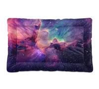 Fuauuyl Tapis de lit doux pour chien psychédélique interstellaire, motif œil rose, lavable en machine avec fond antidérapant pour chien, 91,4 x 61 cm