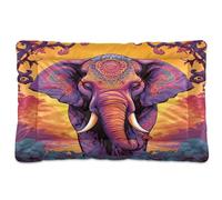 Fuauuyl Tapis de lit pour chien ethnique éléphant - Lavable en machine - Avec fond antidérapant - 61 x 45,7 cm