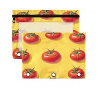 Fuauuyl Tomates rouges (1) trousse à crayons pour classeur à 3 anneaux avec fenêtre transparente pour classeur à crayons avec fermeture éclair - Lot de 2