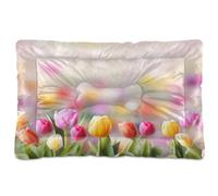 Fuauuyl Tulip2 Tapis de lit doux pour animal domestique Motif œil rose Lavable en machine avec fond antidérapant pour chien - 91,4 x 61 cm