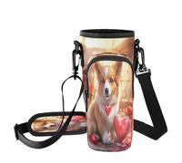 Fuauuyl Valentine Corgi Sac de transport léger pour gobelet de voiture de 1,2 l avec sangle réglable et poche à fermeture éclair, léger pour randonnée, camping, b, Taille unique