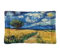 Fuauuyl Van Gogh's Fields (1) Tapis de lit doux pour animal domestique Motif œil rose Lavable en machine avec fond antidérapant pour chien - 91,4 x 61 cm