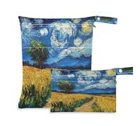 Fuauuyl Van Gogh's Fields Sac à langer imperméable avec compartiments à fermeture éclair pour la plage, la gym, la piscine, les voyages - 30 x 36,1 cm, multicolore, Taille unique, Moderne