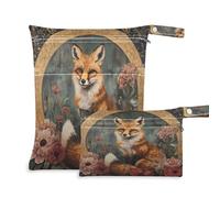Fuauuyl Vintage Fox Sacs à langer en tissu imperméable avec compartiments à fermeture éclair pour la plage, la gym, la piscine, les voyages - 30 x 36,1 cm, multicolore, Taille unique, Moderne