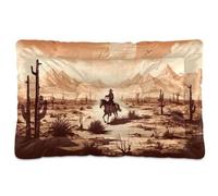 Fuauuyl Western Desert Cowboy - Tapis de lit doux pour chien, lavable en machine avec fond antidérapant pour chien, 61 x 45,7 cm