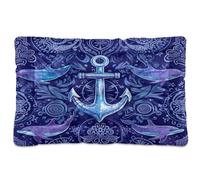 Fuauuyl Whale Anchor Tapis de lit doux pour chien lavable en machine avec fond antidérapant pour chien - 61 x 45,7 cm