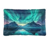 Fuauuyl Wild Aurora Borealis Lit doux pour animal domestique Motif œil rose Lavable en machine avec fond antidérapant pour chien - 91,4 x 61 cm