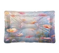 Fuauuyl Wildflowers - Tapis de lit doux pour chien - Motif œil rose - Lavable en machine - Avec fond antidérapant - 91,4 x 61 cm