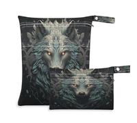 Fuauuyl Wolf Sacs à langer en tissu imperméable avec compartiments zippés pour la plage, la salle de sport, la piscine, les voyages - 30 x 36,1 cm, multicolore, Taille unique, Moderne