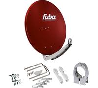 Fuba DAA 780 R rouge Antenne parabolique en aluminium 74x84 cm - (Résultat du test : excellent)* - Antenne satellite/miroir satellite avec double bras porteur, support LNB en aluminium moulé sous pres