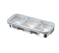 FUBESK Boîte à repas en acier inoxydable 316 avec 3 compartiments et joint en silicone hermétique - Boîte à déjeuner étanche pour la maison, le bureau et les voyages - Bleu