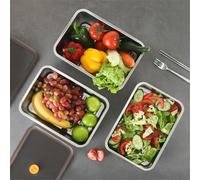 FUBESK Boîtes de conservation alimentaire en acier inoxydable avec couvercle pour réfrigérateur - Grande capacité de 2400 à 7200 ml - Compatible avec la préparation des repas de cuisine