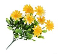 FUBESK Bouquet artificiel avec chrysanthèmes épinards pour salon, chambre à coucher, balcon et décoration d'événement (jaune)