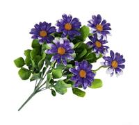 FUBESK Bouquet artificiel avec chrysanthèmes épinards pour salon, chambre à coucher, balcon et décoration d'événement (violet)