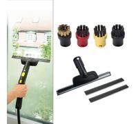 FUBESK Brosse de nettoyage pour nettoyeur vapeur Karcher compatible avec SC 1 SC2 SC3 SC4 SC5, 7 pièces avec grattoir et brosses rondes, accessoires d'aspirateur noirs