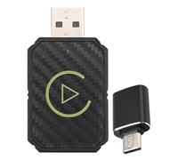 FUBESK CarPlay et Android sans fil pour adaptateur automatique, 2 en 1 et Play AI Box avec mises à jour 50 et OTA, pour iPhone et téléphones Android, fibre de carbone noire