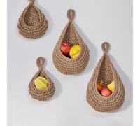 FUBESK Corbeille à fruits murale pour rangement de cuisine, panier à légumes en corde de jute tissée à la main pour la maison, le jardin, l'intérieur et l'extérieur