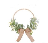 FUBESK Couronne de feuilles mortes d'automne avec perles en bois et nœud - Plante artificielle à suspendre au mur