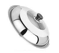 FUBESK Couvercle de rechange en verre trempé de 40 cm pour casserole, wok, poêle à frire, bord en acier inoxydable avec poignée résistante à la chaleur