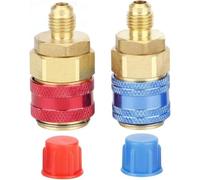 FUBESK Ensemble adaptateur coupleur rapide R134a côté haut et bas avec raccords évasés mâles SAE 6,35 mm pour climatisation de voiture HVAC