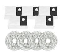 FUBESK Eureka J15 Max Lot de 4 serpillères en microfibre et 5 sacs de rechange pour aspirateur robot à vidage automatique