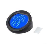 FUBESK Horloge thermomètre numérique de voiture à énergie solaire avec écran LCD, rétro-éclairage automatique et capteur de vibrations, moniteur de température pour tableau de bord, vert/bleu (bleu)