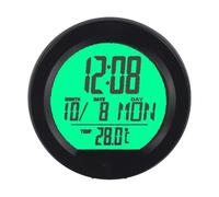 FUBESK Horloge thermomètre numérique solaire pour voiture avec écran LCD lumineux, support de tableau de bord, capteur de vibrations et rétroéclairage automatique pour une meilleure visibilité, vert