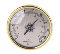FUBESK Hygromètre rond doré 72 mm intérieur extérieur aluminium pour cadran lecture précise pour décoration de cour