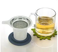 FUBESK Infuseur à thé en acier inoxydable pour thé en vrac, filtre à suspendre en maille ultra fine pour théière et tasses, 11,5 x 7 x 9 cm, argenté