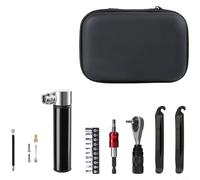 FUBESK Jeu de clés à cliquet en alliage d'aluminium compact pour l'entretien du vélo - Multi- avec démonte-pneus et tiges d'extension - Kit de réparation portable pour vélo - Couleur rouge (E)