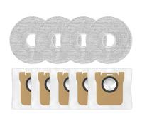 FUBESK Kit de remplacement pour robot Xiaomi 5Ov31Gl et Mijia 5Cov42Cn, 5 sacs à poussière avec joint anti-obstruction et 4 tampons de balai en microfibre