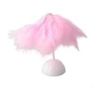 FUBESK Lampe de table tendance en plumes pour chambre d'adolescent, veilleuse blanche portable avec base stable, décoration douce pour chambre (rose)
