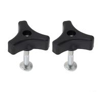FUBESK Lot de 2 écrous et boulons à poignée triangulaire pour tondeuse à gazon, vis en plastique de 50 mm avec écrou argenté et boulon noir, pièces de rechange compatibles