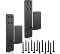 FUBESK Lot de 2 supports de barricade de porte, barre en forme de U pour serrures de porte de sécurité pour bois de 2 x 4 pour maison, grange, abri de jardin, garage, portail (noir)