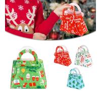 FUBESK Lot de 3 sacs fourre-tout de Noël pliables en feutre avec poignées pour bonbons, biscuits, collations, enseignants, amis, décorations de fête (champagne)