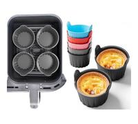 FUBESK Lot de 6 moules de cuisson en silicone pour friteuse à air, ramequins antiadhésifs pour œufs, muffins, cupcakes, résistants à la chaleur, passent au four, 6,5 cm