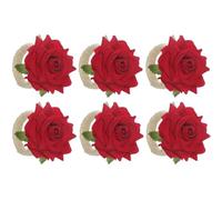 FUBESK Lot de 6 ronds de serviette en forme de roses artificielles pour décoration de table rose, blanc, rouge, bleu, pour la Saint-Valentin, un mariage, un dîner