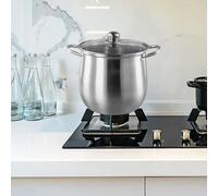 FUBESK Marmite à soupe extra grande capacité en acier inoxydable 201 avec couvercle en verre résistant à la chaleur pour plaques à induction, 22 cm