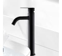 FUBESK Mitigeur de salle de bain noir mat pour évier en acier inoxydable, 34 x 18 x 55 cm, avec commande à levier unique, aérateur en nid d'abeille, tuyaux d'eau froide inclus