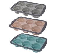 FUBESK Moule à muffins en silicone pour la cuisson, moule à 6 cupcakes pour un démoulage facile, design pliable avec cadre renforcé, antiadhésif, pour une utilisation au four jusqu'à 232,2 °C