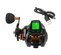 FUBESK Moulinet de pêche numérique avec compteur de ligne, rapport de vitesse 63:1, rechargeable par USB, 5 + 1 roulements, résistance maximale de 10 kg, grand écran LCD rafting