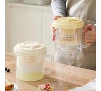 FUBESK Passoire à yaourt pour yaourt grec fait maison, séparateur de lactosérum crémeux avec maille fine et couvercle, 16 x 16 cm, matériau PP + PS + ABS, pour la fabrication facile de fromage et de