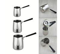 FUBESK Pichet à café en acier inoxydable pour mousser le lait, la cire, la fabrication de bougies et de savon, 350 ml/600 ml/1000 ml, argent