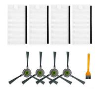 FUBESK Pièces de rechange durables pour aspirateur robot - 4 brosses latérales et 4 filtres - Compatible avec Lefant U180, M210 Pro, M201, L3