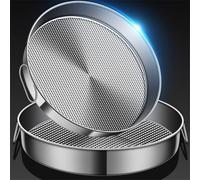 FUBESK Plaque de cuisson ronde en acier inoxydable pour gâteau, cheesecake, quiche, pizza, plaque vapeur antiadhésive, passe au four, au congélateur et au lave-vaisselle, 24 à 32 cm