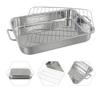 FUBESK Plat à rôtir profond en acier inoxydable avec grille de cuisson, cuisson et grill, ensemble de poêles polies miroir pour 25 x 18 x 5 cm, 33 x 23 x 5 cm, 36 x 26 x 6 cm, 39 x 28 x 6 cm