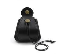 FUBESK Pochette à dés pratique en cuir synthétique pour jeux de table pouvant contenir plusieurs jeux de dés D&D, cordon de serrage pour une fermeture facile, Noir